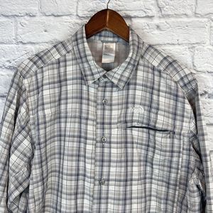 The North Face Men Vent‎ Gray Long Sleeve Button Up Plaid Outdoor Shirt Sz Large